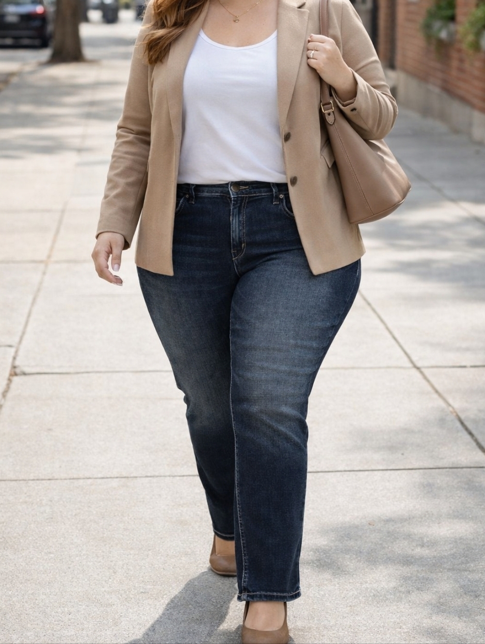 Silver Jeans Elyse Straight Jeans Plus Size Mid Rise Dark Wash Stretch Denim